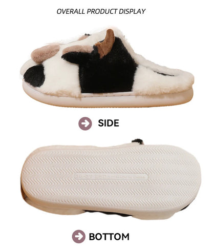 Women Warm Fur Slippers Couples House Non-Slip Soft Shoes Men Comfort Flat Heel Home Indoor Bedroom Cotton Cute Slippers