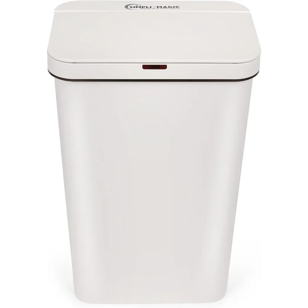 13 Gallon Touchless Sensor Trash Can, Rectangle Garbage Bin, Perfect for Home, Kitchen, Office, White