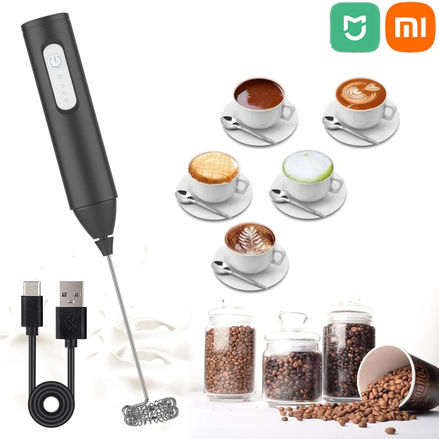 Xiaomi Electric Wireless Milk Frothers Blender Handheld Mini USB Rechargable 3 Speeds Coffee Mixer  For Coffee Cappuccino Cream