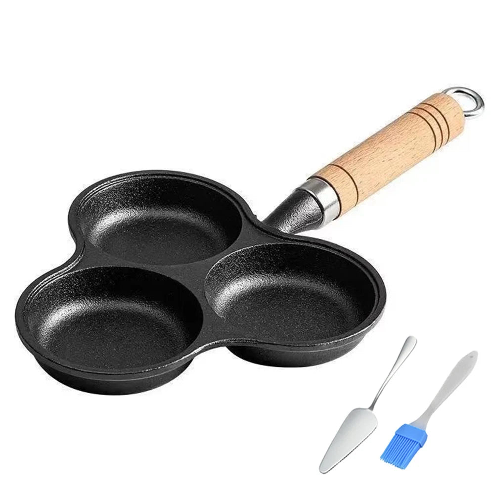 3-Cup Cast Iron Egg Frying Pan Non Stick Pancake Pan with Handle Crepe Pan Fried Egg Pan for Breakfast Fried Egg Pancakes Steaks