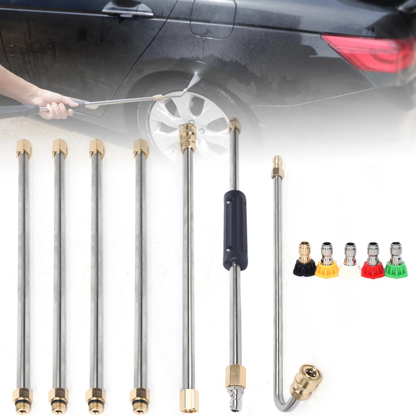 Extension rod high pressure water gun car washing machine accessories Extension rod quick joint five-color nozzle kit