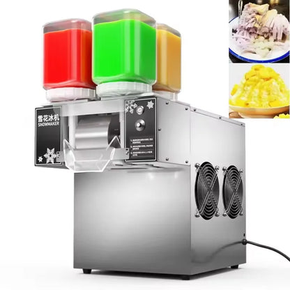 New Design 120KG/24H Air-cooled Snowflake Ice Machine Small Snow 4 Flavors Snow Ice Bingsu Shaver Smoothie Crusher 110V 220V