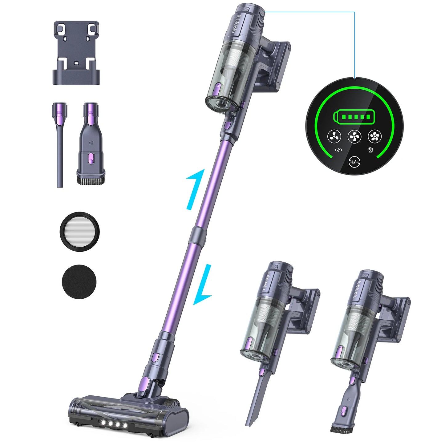 30Kpa Cordless Vacuum Cleaner, Anti-Tangling Brushless Lightweight Vacuum Cleaner With Touch Screen For Home Carpet Lubluelu L7