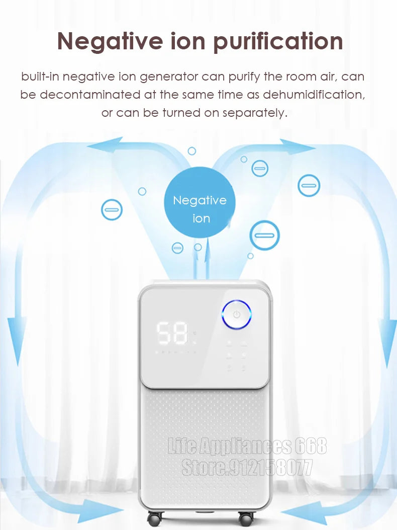 220V Intelligent Air Dehumidifier SJ-125E 24L/Day Large Dehumidity LED Display Low Noise High Efficiency Air Dryer Clothes Dryer