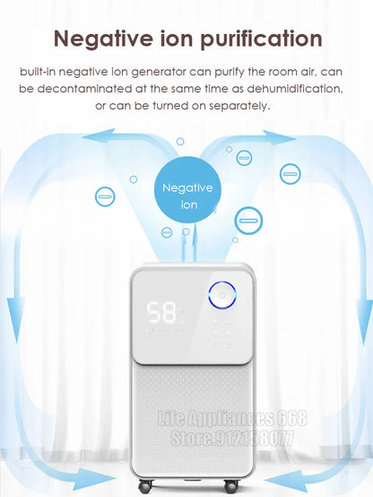 220V Intelligent Air Dehumidifier SJ-125E 24L/Day Large Dehumidity LED Display Low Noise High Efficiency Air Dryer Clothes Dryer