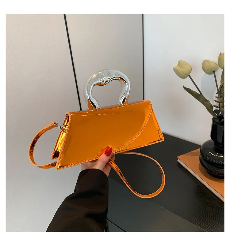 Shiny Leather Handbag And Purse Solid Color Designer Bags For Women Luxury Style Fashion Female Hand Bag High Quality Clutches