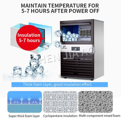 100kg Hot Ice Maker Machine for Bar Coffee Shop Milk Tea Room SK-80FA Commercial Ice Cube Making Machine 110V 220V