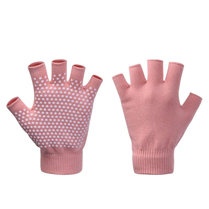 Women Half-finger Warm Anti-slip Yoga Gloves Pilates Gloves Indoor Dance Fitness Training Open-fingered Sport Gloves Yoga Aids