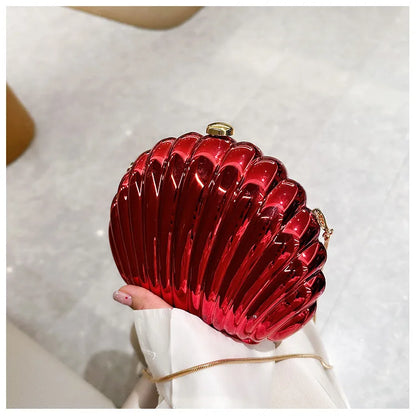 2024 Women Silver Gold Shell Bag Cute Acrylic Evening Clutch Bag With Strap For Wedding Party Small Purses Designer Handbags