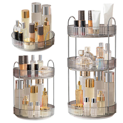 360 Degree Rotation Make Up Organizer Box Transparent Fashion Cosmetic Organizer Multi-Function Detachable Dressing Table