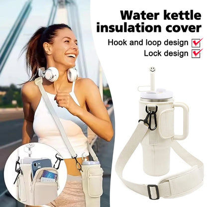 40OZ Water Bottle Carrier Bag with Phone Pocket for Stanley Cup, Water Bottle Holder with Adjustable Strap Thermos Cup Holder