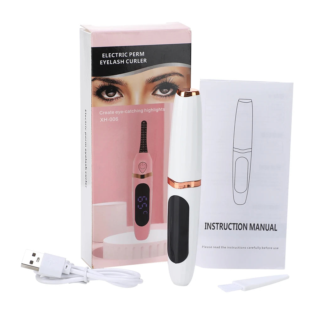 Electric Heated Eyelash Curler USB Rechargeable Eyelashes Curler Quick Heating Natural Eyelash Curler Long Lasting Makeup