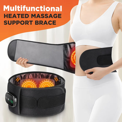 Electric Heating Waist Massage Belt Hot Compress Vibration Brace Red Light Therapy Physiotherapy Lumbar Back Support Massager