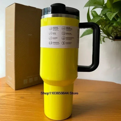 new 40 Oz Tumblers Cup Straw Car Travel Mugs Coffee Tumbler Cups for Stanleys with Handle Insulated Stainless Steel Lid