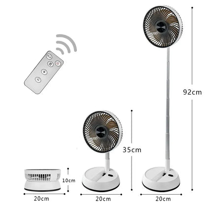 Portable Folding Fan 6000mAh USB Remote Control Air Cooler Silent Rechargeable Wireless Floor Standing Fan For Outdoor Home