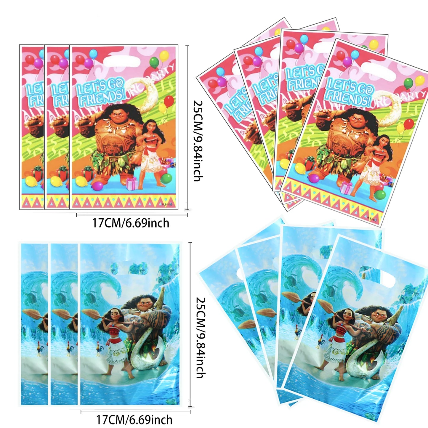 10/40Pcs Disney Moana Party Gift Bags Moana Theme Plastics Candy Bag Boy Loot Bag for Kids Birthday Party Favors Supplies Decor