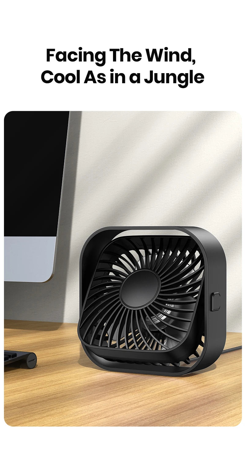 TOPK USB Desk Fan,[2Pack]Strong Airflow&Quiet Operation Mini Personal Fan,3 Speed Wind Small Fan,360°Rotatable Table Cooling Fan