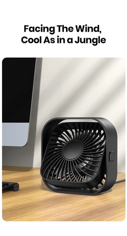 TOPK USB Desk Fan,[2Pack]Strong Airflow&Quiet Operation Mini Personal Fan,3 Speed Wind Small Fan,360°Rotatable Table Cooling Fan