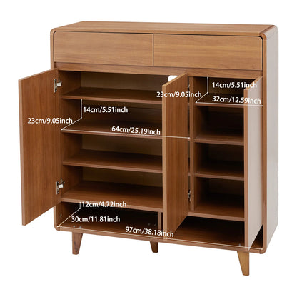 5-Tier Enryway Cabinet Shoe Cabinet with Two Small Drawers Four Tiers