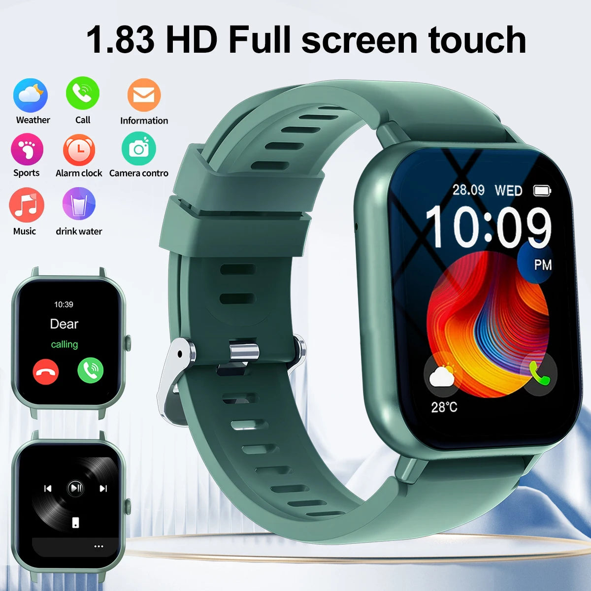 Smart watch, wireless calls/wireless music,message reminders,custom watch face wallpaper, suitable for Android and iPhone phones