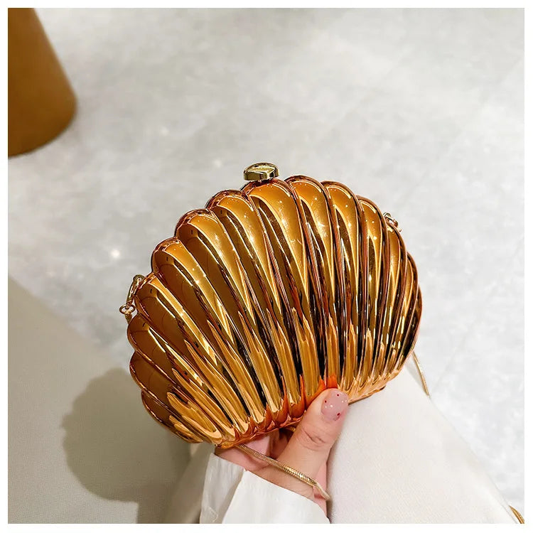 2024 Women Silver Gold Shell Bag Cute Acrylic Evening Clutch Bag With Strap For Wedding Party Small Purses Designer Handbags