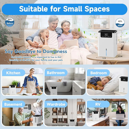 2.5L Mini Household Light Fresh Dehumidifier Room Home Wardrobe Intelligent Deumidificatore With Color Atmosphere Lights