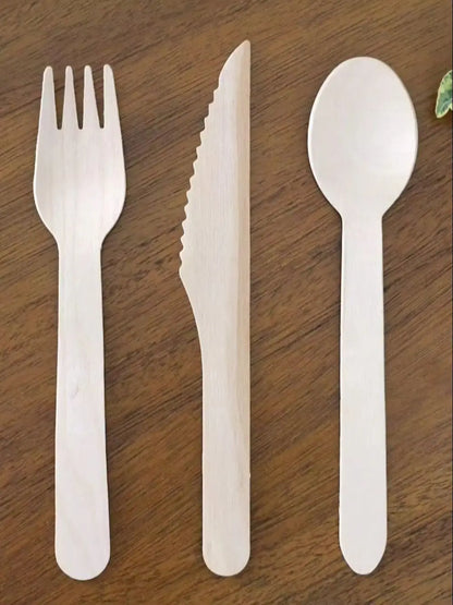 150 Pcs Disposable Wooden Cutlery Set Includes Forks, Spoons, For Party, Outdoor Picnic, Family & Friends Gathering, Ice Cream