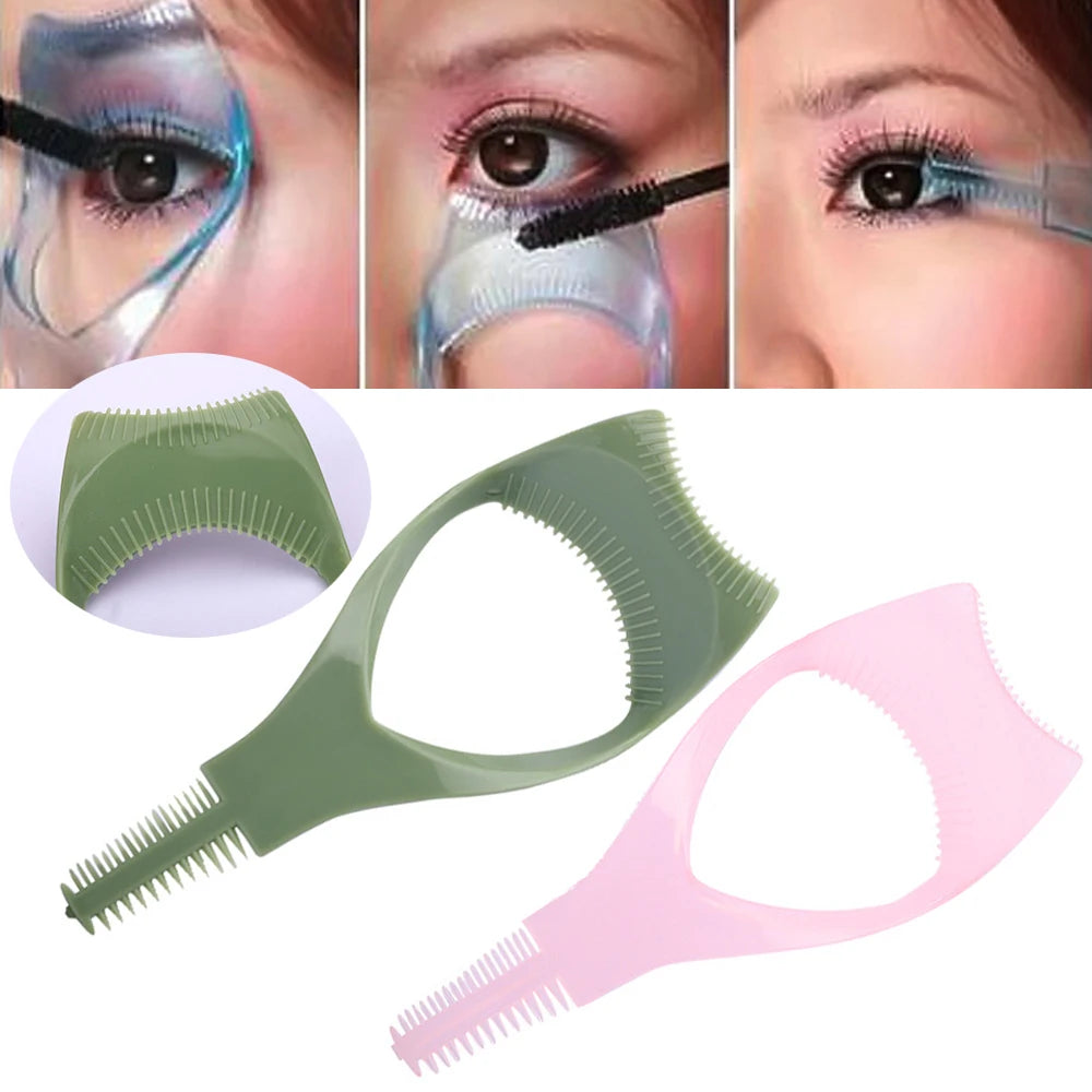 3 In 1 Mascara Applicator Shield Multi-function Mascara Helper Eyelash Curler Applicator Comb Guide Helper Creative Makeup Tool