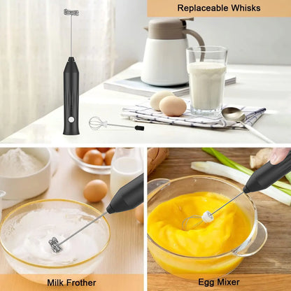 MINI Milk Frother USB Rechargeable 3 Speeds Foam Maker Coffee Whisk Mixer Electric Handle Blender Egg Beater