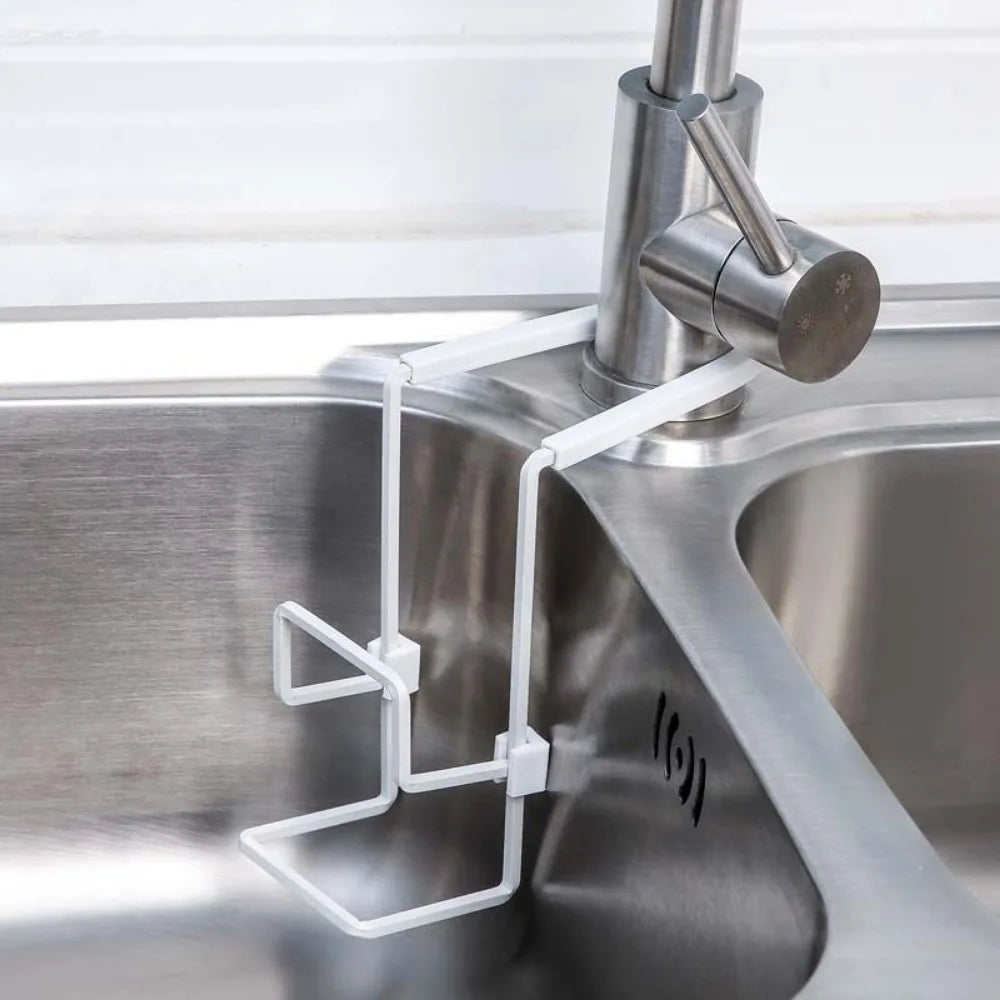 1pc kitchen faucet storage rack, double-layer drainage design, nail free installation, strong load-bearing capacity