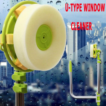 Window Squeegee Cleaner, Glass Dust High-Rise Window Cleaning Brush, Telescopic Pole, 2 in 1 Sponge Squeegee Equipment