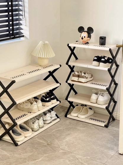 Simple Shoe Cabinet Multi-layer Folding Shoe Storage Device Home Organization And Storage Shelf