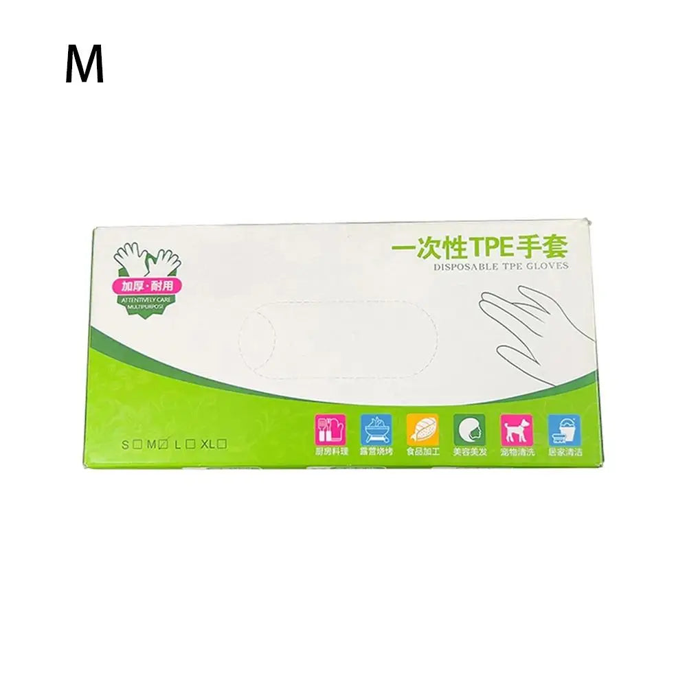 100Pcs Food Grade Disposable Gloves Portable Non-Slip Acid Work Safety Cleaning Gloves Transparent TPE Latex Free Gloves