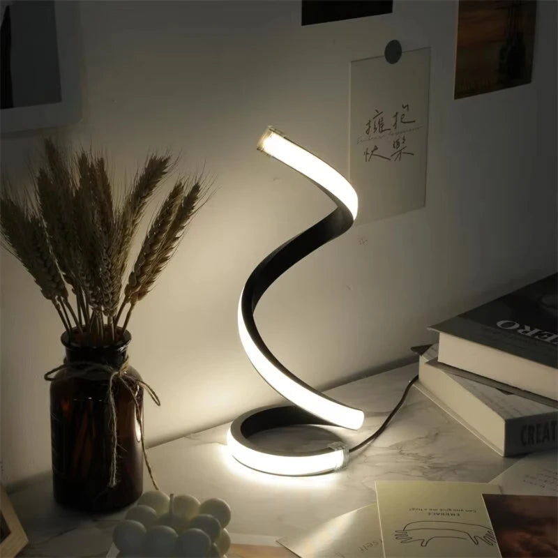 1Pc  Spiral Table Lamp Modern Three Speed Dimming USB Power Button  Bedroom Decorative Table Lamp Levitating moon lamp Led decor