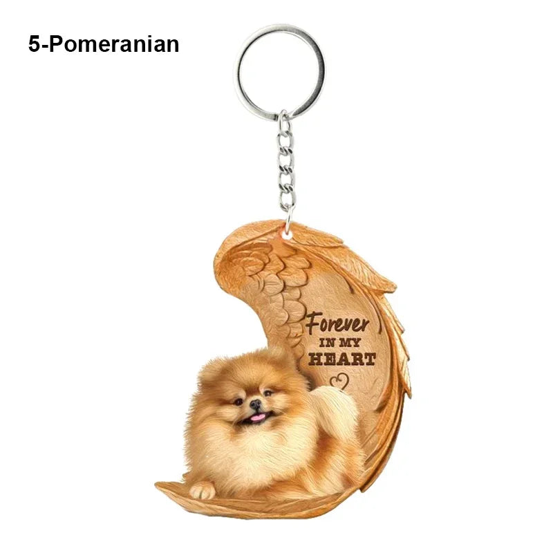 1 Piece 23 Style Dog Forever In My Heart  Angel Pendant Bag Key Chains Car Keychain Keyring  Pet Jewelry Gift For Women Girls