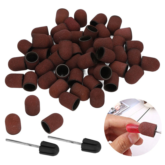 Professional Nail Polish Tool Kit 50pcs 180# Grit Nail Sanding Cap 2pcs Sanding Shaft