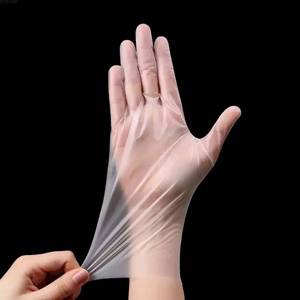 100Pcs Food Grade Disposable Gloves Portable Non-Slip Acid Work Safety Cleaning Gloves Transparent TPE Latex Free Gloves