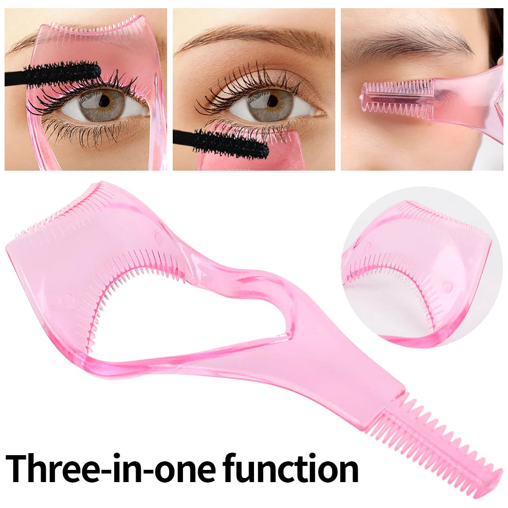 3In1 Eyelash Aid Easy To Use Eye Liner Stencil Pink Plastic Eye Lash Card Mascara Guard Lightweight Cosmetic Tools Free Shipping