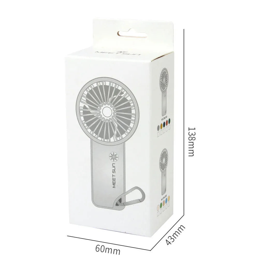 Portable Mini Fan Rechargeable USB Charging Handheld Fan Built-in 500mAh Battery 3 Speed Power for Outdoor Office Sports Travel