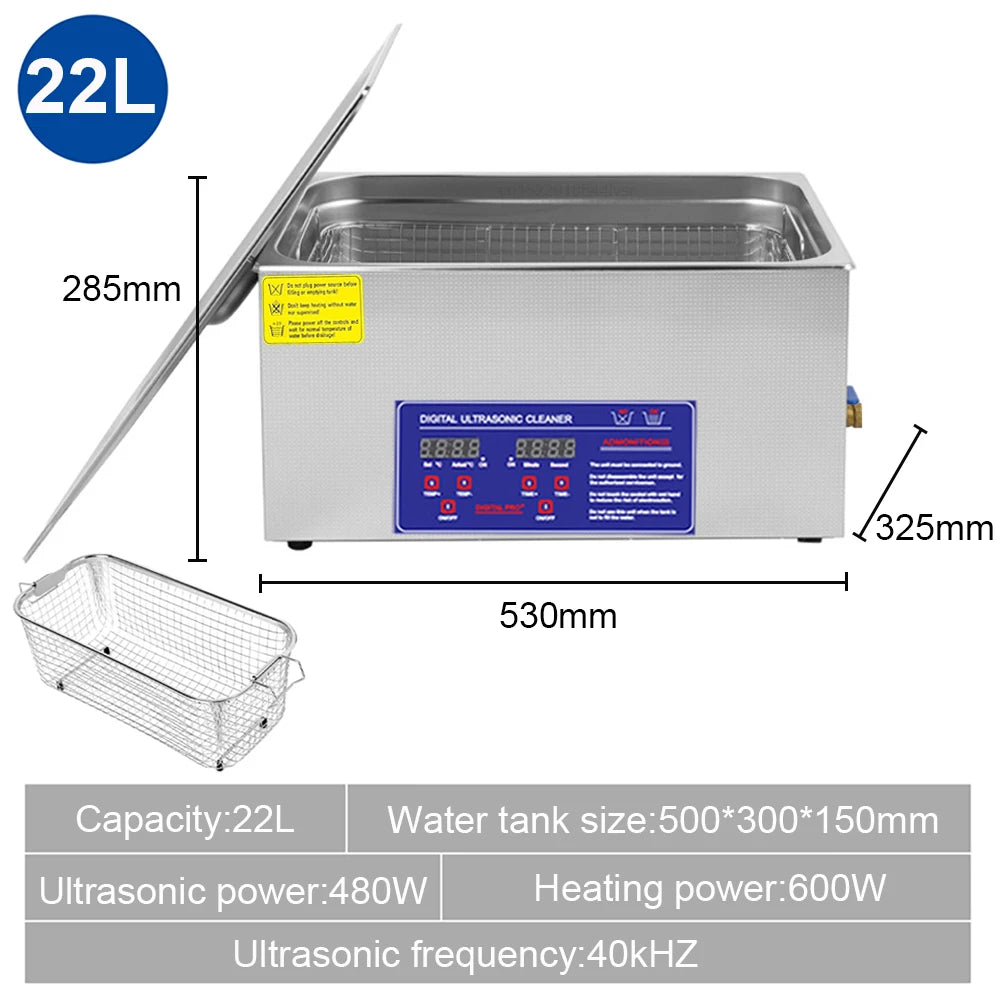 1.3L 2L 3L 6L 10L 15L 22L 30L Ultrasonic Cleaner with Heated Portable Lave-Dishes Washing Machine Diswasher Ultrasound Cleaner