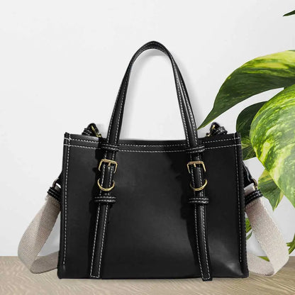 Tote Bag for Women Retro Top Handle Bag Solid Color PU Leather Crossbody Bags Shoulder Bag Satchel Handbags Work Bag