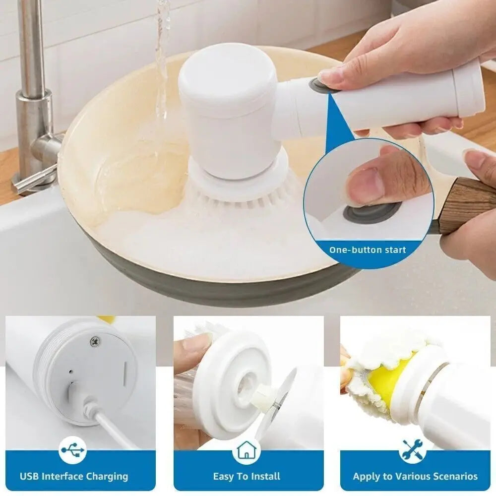 Rechargeable Electric Cordless Cleaning Brush Spin Scrubber Turbo Scrub Cleaner