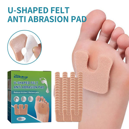 48pcs Anti-Callus Foot Cushion Soft Comfortable U-Shaped Felt Callus Pads Friction Reduction Pain Pressure Relief Foot Care