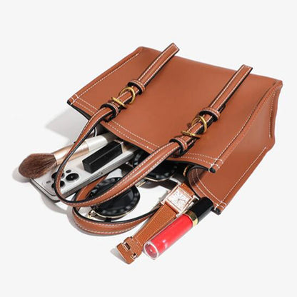 Tote Bag for Women Retro Top Handle Bag Solid Color PU Leather Fashion Crossbody Bag Large Capacity Shoulder Bag Simple Satchel