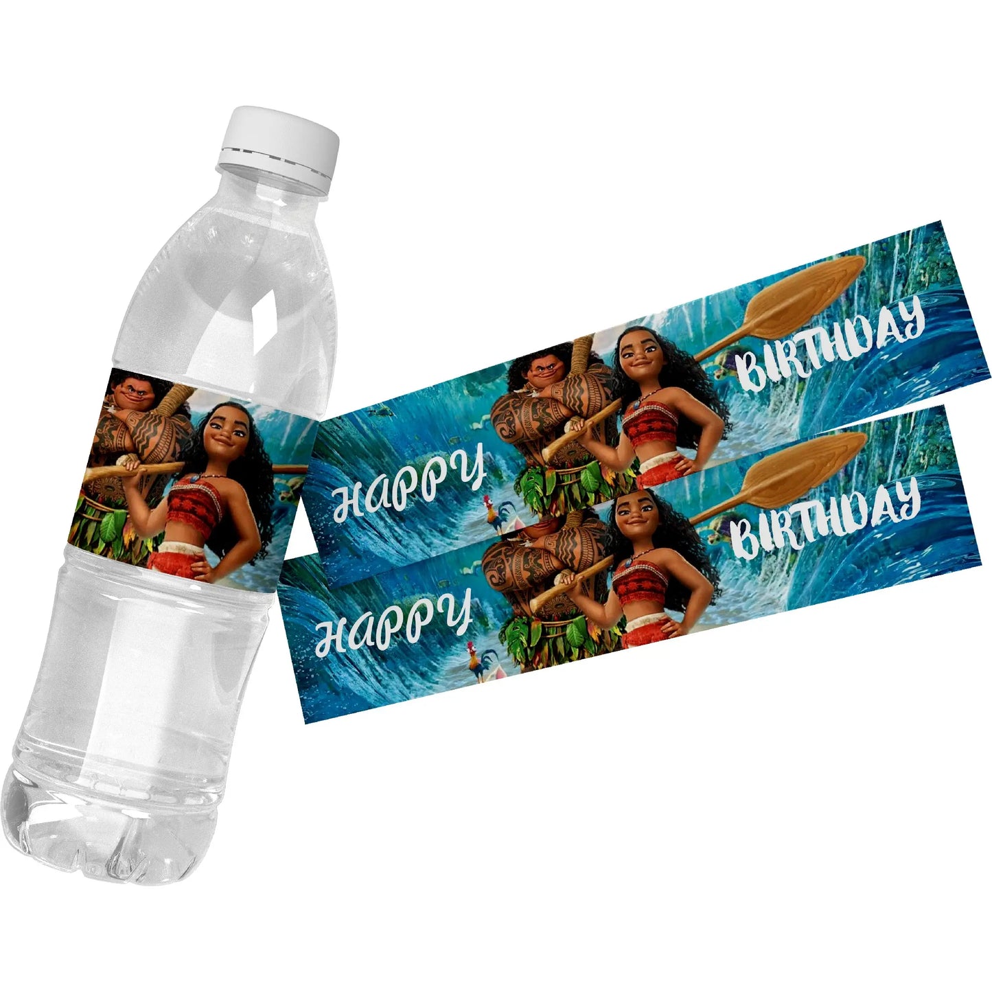 24pcs Disney Moana Water Bottle Wraps self-adhesive Sticker Label Baptism Baby Shower packing Birthday Party Decoration Supplies