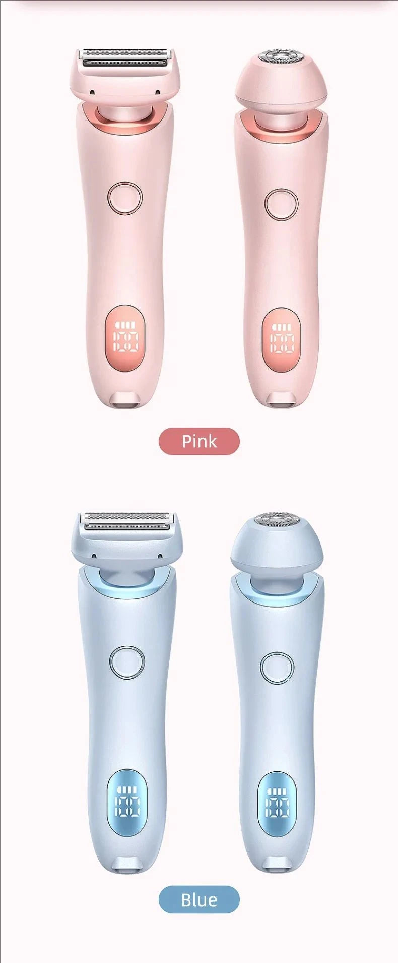 2-in-1 painless home hair removal device for women, hair trimming and shaving electric depilator for pubic hair, armpit hair,