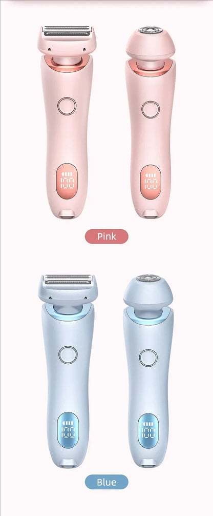 2-in-1 painless home hair removal device for women, hair trimming and shaving electric depilator for pubic hair, armpit hair,