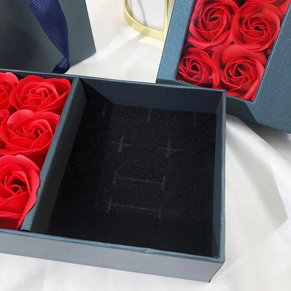 Rose Jewellery Box Couple Rings Necklace Set Gift Box Jewellery Party Accessories