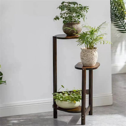 3 Tier Bamboo Corner Plant Stand Flower Pot Shelf Indoor High Low Display Holder