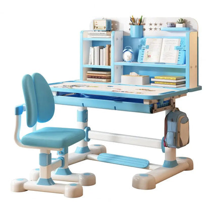 2Pcs/Set Children's Study Desk Chair Set, Height Adjustable Children School Table Chair, Ergonomic Desk Chair with Book Stand